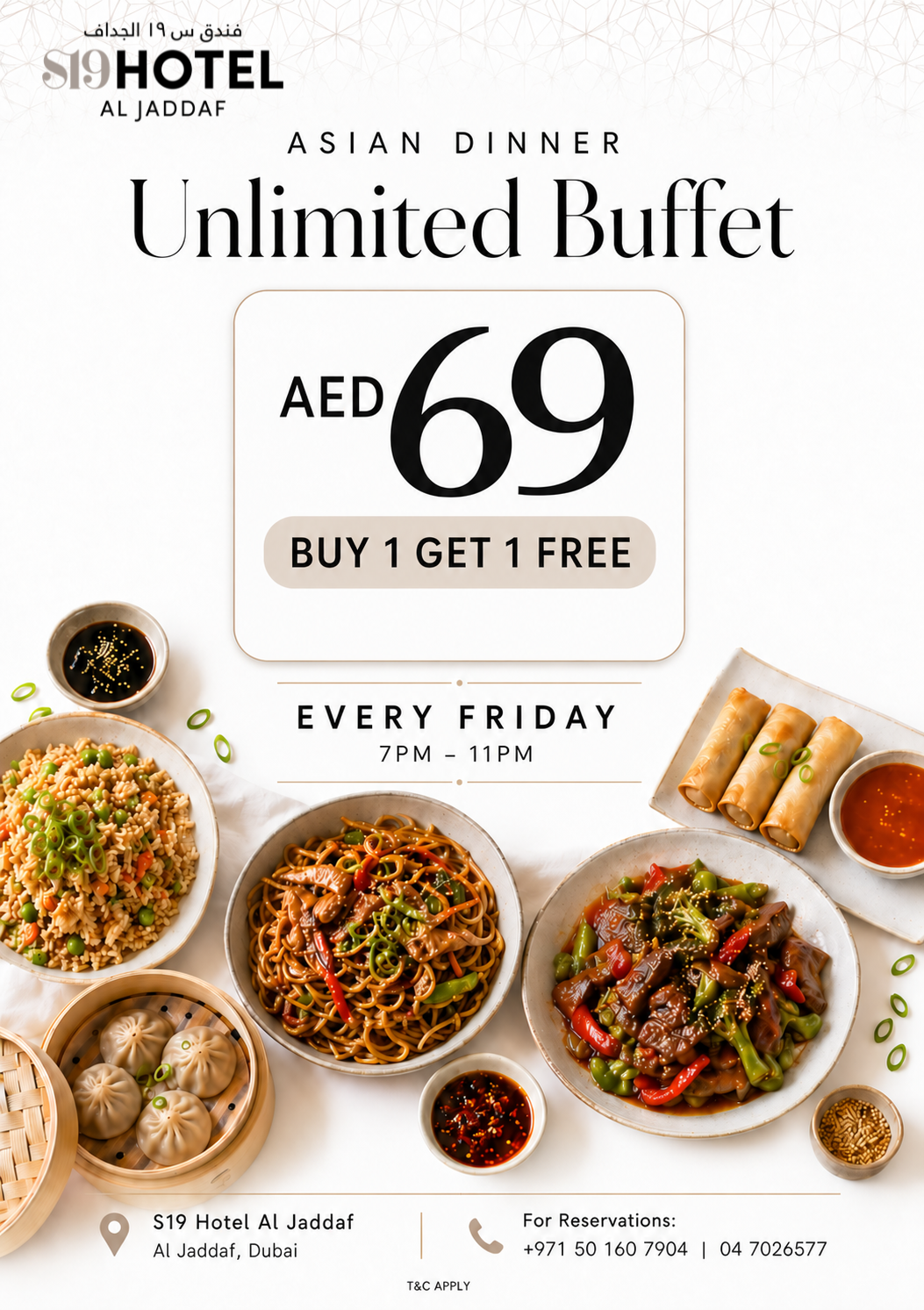 Friday Asian Dinner Unlimited Buffet at S19 Hotel